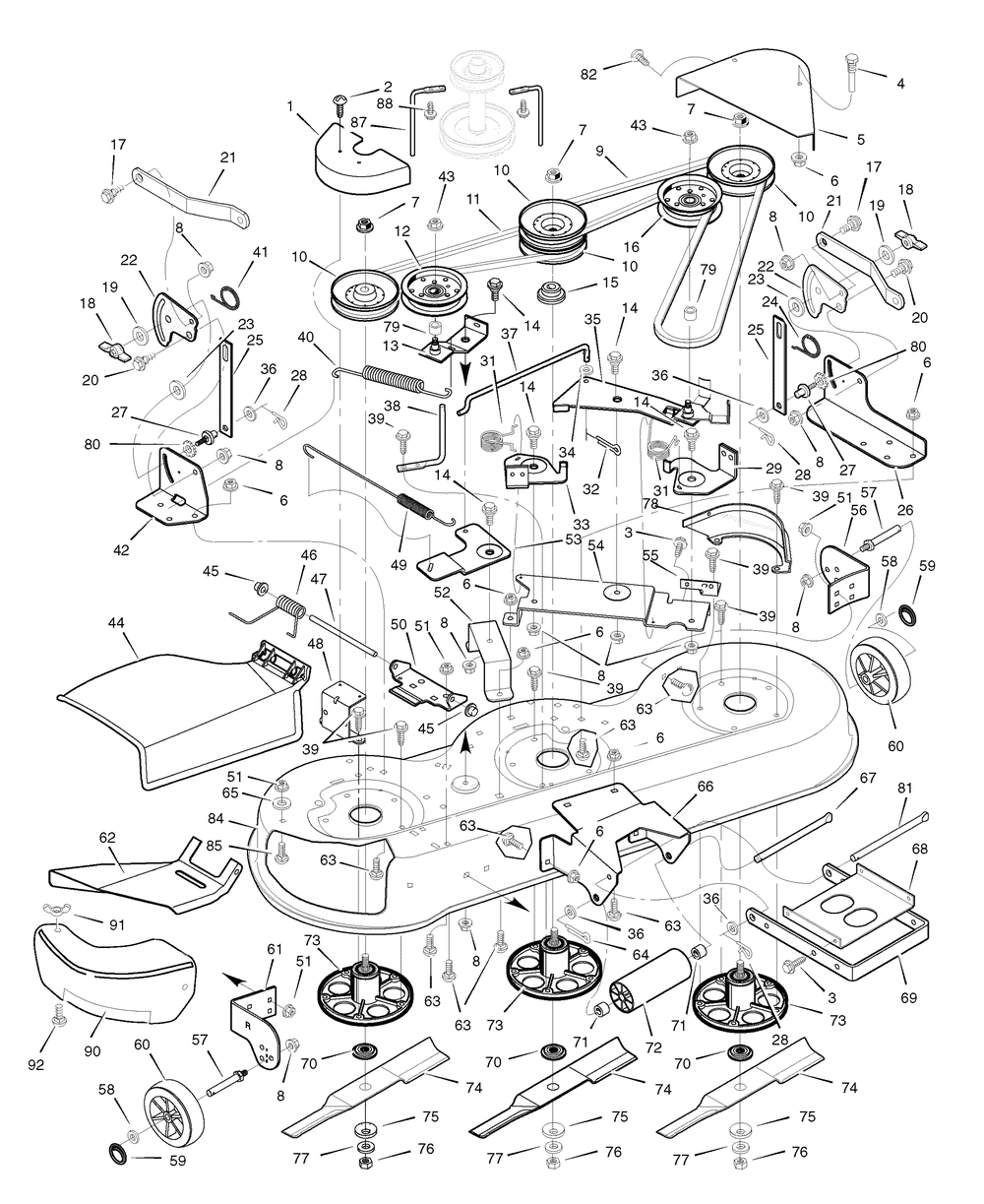 Mower Housing Diagram and Parts List for 465617X51A 2007 Briggs and Stratton Lawn Tractor